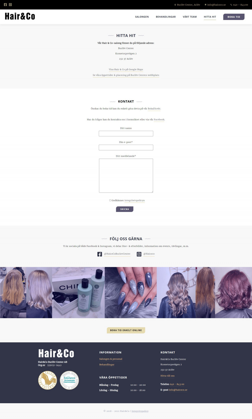 Hair & Co Frisör - WordPress hemsida