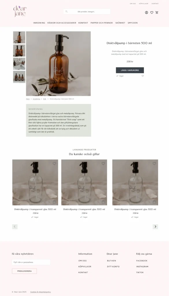 DearJane Produktsida